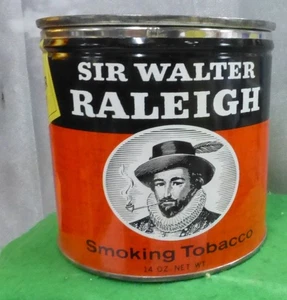 VINTAGE SIR WALTER RALEIGH SMOKING TOBACCO TIN 14 OZ. EMPTY vqs - Picture 1 of 3