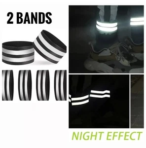 2x High Visibility Reflective Armband Ankle Strap Cycling Running Scooter Walk - Picture 1 of 5