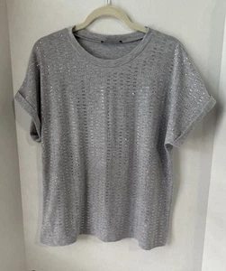 Camiseta Mujer XL Gris Lentejuelas, Informal, Suave, Cómoda - Imagen 1 de 7
