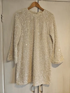 H& M Champagne Colour SEQUIN DRESS SIZE SMALL - Picture 1 of 6