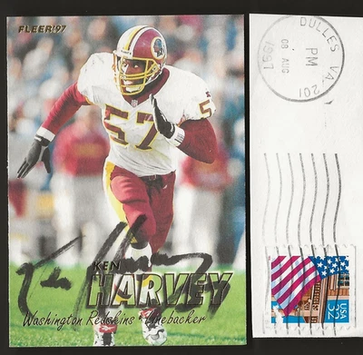 Ken Harvey 1997 Fleer football card #231 Auto Autographed Signed Redskins - Image 1 of 4