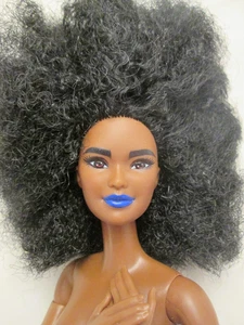 Nude Barbie Fashionistas # 156 Hybrid Doll Made to Move Body Blue Lips Afro Hair - Picture 1 of 11