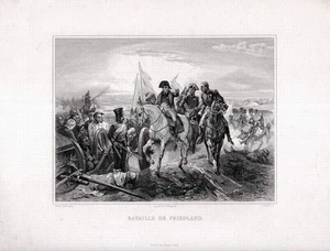 c1850 Schlacht bei Friedland 1807 Koalitionskrieg Napoleon Original-Stahlstich - Picture 1 of 1