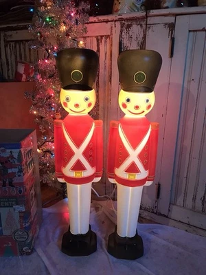 Blow Mold Toy Soldiers Light Up General Foam Christmas Decoration  Pair - Image 1 of 4