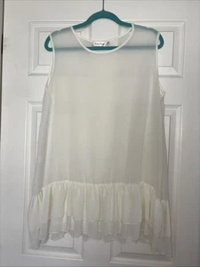 Simply Couture Size L Sheer Tank With Sheer Lining Double Ruffle - Picture 1 of 3