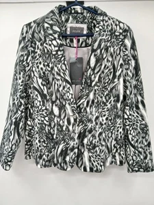 Per Una Patterned Blazer Black White UK 16 Polyester Elastane - Picture 1 of 6
