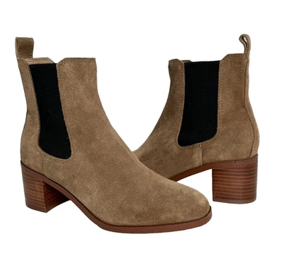 Botas Steve Madden Rhiannon camurça bege 7,5 Chelsea salto bloco novo sem caixa - Imagem 1 de 4