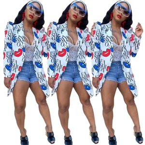 Fashion Women's Multicolor Print Long Sleeves Patchwork Casual Blazer Outerwear - Bild 1 von 7