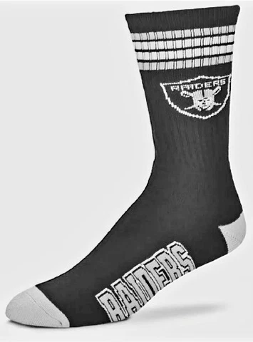 NFL Oakland Raiders 4 Stripe Quarter Socks Men's Size Large (10-13) Cover