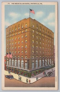 Pottsville, Pennsylvania The Necho Allen Hotel cartolina d'epoca in lino - Foto 1 di 2