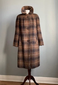 100% LLAMA WOOL COAT 12 trench blogger long line vintage boho chic hippy BICKLER - Picture 1 of 21