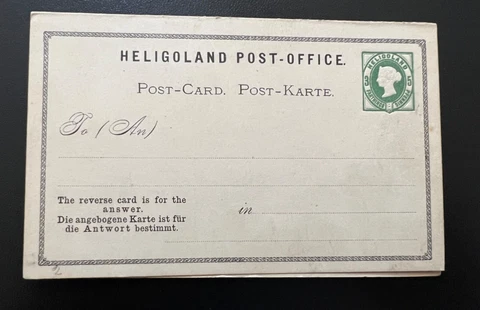 HELIGOLAND, Pre-stamped postal card intact, embossed, 5 pfg, QV, Unused Cover