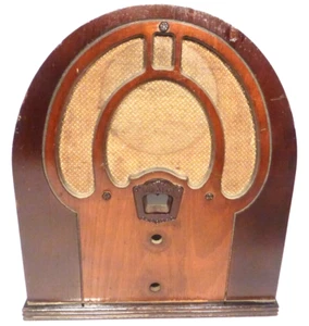 vintage PHILCO 80 CATHEDRAL:  WOOD SHELL & BAKELITE FACEPLATE  14. X. 12. X. 9" - Picture 1 of 8