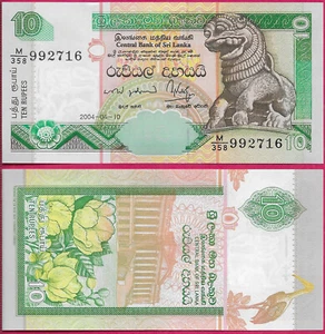 SRI LANKA 10 RUPEE  2004 UNC SINHALESE CHINZE AT RIGHT,PAINTED STORK AT TOP LEFT - Picture 1 of 1