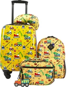 Kinder Kofferset 5-teilig 18 Zoll 4-Rollen Spinner Koffer Hartschale Autos Reisetaschen - Bild 1 von 3