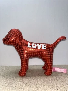Victoria's Secret PINK Stofftier Hund mit roten Glitzerpunkten auf roter Baumwolle 7 Zoll LOVE. - Bild 1 von 4