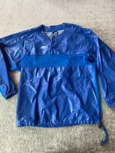 RARE Design Vtg Mizuno Size M POLYURETHANE Baseball Pullover Longsleve Blue MENS - Picture 1 of 11