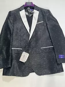 Mens Statement Italy Black Pattern Three Piece Tuxedo Size 42R NEW - Picture 1 of 7
