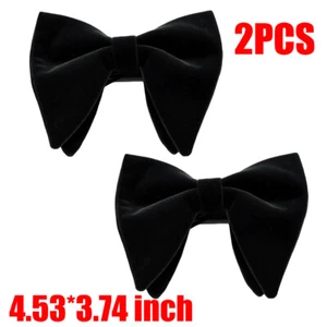 2 piezas pajarita de terciopelo negro de gran tamaño moño grande preatado boda fiesta cena lazo - Imagen 1 de 8