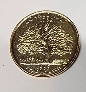 USA 25 Cents Quarter Dollar Connecticut 1999 P GOLD PLATTED coin Philadelphia CT - Picture 1 of 2