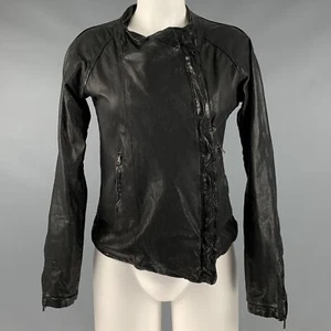 GIORGIO BRATO Size 6 Black Leather Zip Up Jacket - Picture 1 of 10