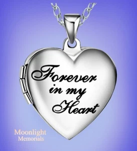 New Forever in my Heart Photo Locket Stainless Steel Keepsake Necklace - Picture 1 of 3