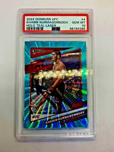 UFC 2022 "KHABIB NURMAGOMEDOV" #4 PSA 10 TEAL LASER 16/25 Donruss Panini Prizm - Picture 1 of 3