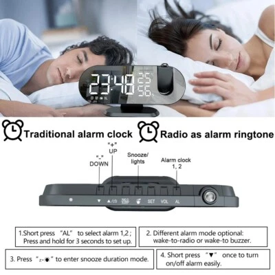 LED Digital Projection Alarm Clock Electronic Alarm Clock with 180°Projection - Image 1 of 4