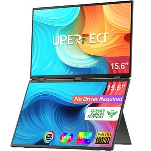 15.6" Dual Portable Triple Fold 1080P IPS Screen Monitor Extender for Laptop PC - Picture 1 of 7