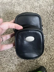 Genuine Soft Leather Ambico Small Camera Bag Front Pocket Black - Picture 1 of 6