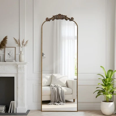 Filigree Floor Mirror 18"x58" Full Length Mirror Freestanding with Vintage Or... - Image 1 of 4