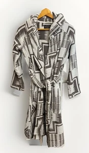 PENDLETON Aztec Southwestern Terry Cotton Robe - XS Grey White Belted.    Bb - Picture 1 of 6