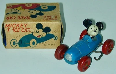 米老鼠占领日本发条赛璐珞锡赛车原装盒 1950 — 第 1/4 张图片