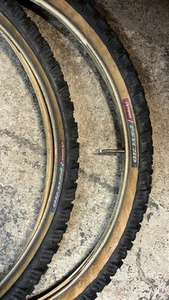 Old School Tioga Psycho Mitsuboshi Gumwall Tires 26x1.95 MTB Priced As Set - Picture 1 of 24