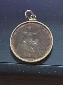 1903 KING GEORGE V Medallion Pendant Pretty Toning, Gold Pendant Holder - Picture 1 of 2