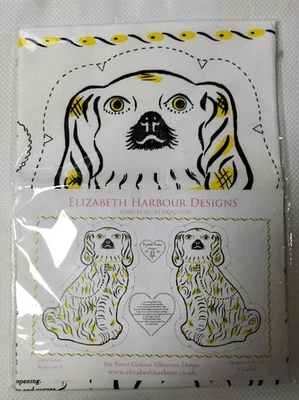 Elizabeth Harbour Designs Staffordshire Dogs Silksreen Tea Towel Cushion Cut Sew - Image 1 of 4