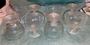 8 HAZEL-ATLAS Florentine Poppy No. 1 Clear Glass Sherbets, Depression Glass, EXC - Picture 1 of 8