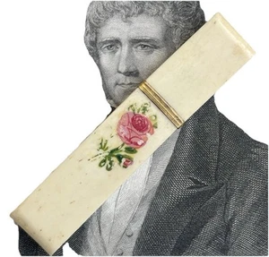 Antique Rose Antique Rose Painted Needle Box Needle Holder » - Picture 1 of 8