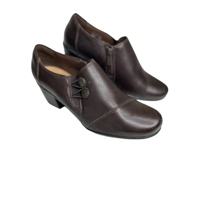 Clarks Emslie Warren Cuero Marrón Slip-On Shootie Botín Comodidad 7W Foto 1 de 4