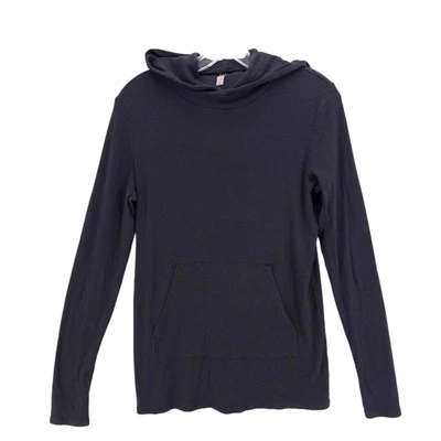 COMMANDO Luxury Hoodie Black Ribbed Stretch Long Sleeve Top XL - Image 1 of 4