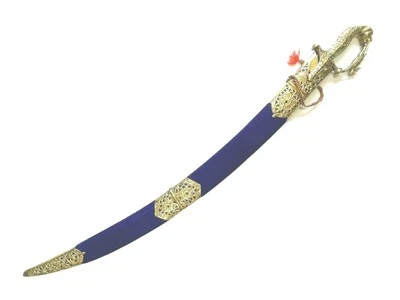 Shahi  Indian Talwar/ Sword lion style brass hilt blue Velvet Scabbard 34 Inches - Image 1 of 4