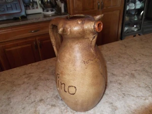 Vintage Spanischer Stier Weinkrug Artesania Raymon Vino Braunglas & Leder - Bild 1 von 7