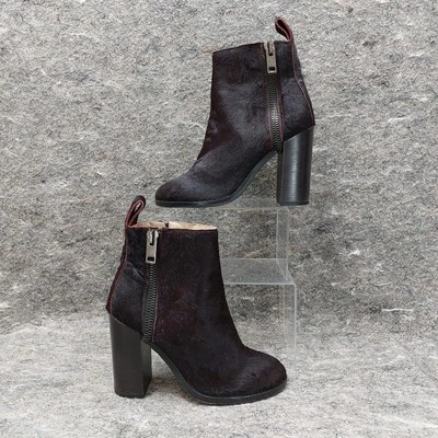Diesel Block Heel Boots Women's Size 38 US 7.5 Burgundy Cow Leather Zip Up Twee  - Image 1 of 4