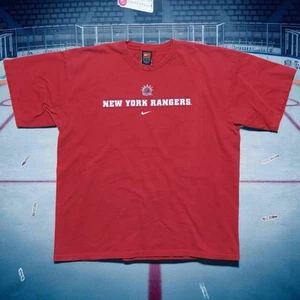 Vintage Nike New York Rangers Center Swoosh T-shirt XL Red NHL - Picture 1 of 10