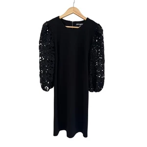 Karl Lagerfeld Black Floral Lace Long Sleeve Sheath Dress Size 6 Formal Event - Picture 1 of 16
