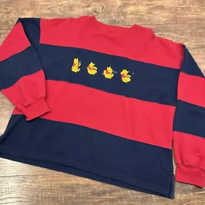 Disney Winnie the Pooh Felpa Vintage Donna 2XL Rosso Blu Rigato Girocollo - Foto 1 di 7