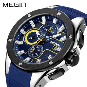 Watch Luxury Sport Top Quality Man Mégir Silicone Date Chronograph Waterproof +* - Picture 1 of 10