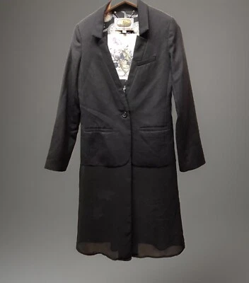 Chaqueta Steampunk Trelise Cooper Para Mujer 6 Ellington Negra Atada Guisantes Dobladillo Gasa Foto 1 de 4