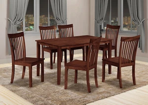 Mobili Kings Brand - 7 pz Set da pranzo in legno. Tavolo & 6 Sedie, Cappuccino - Foto 1 di 5