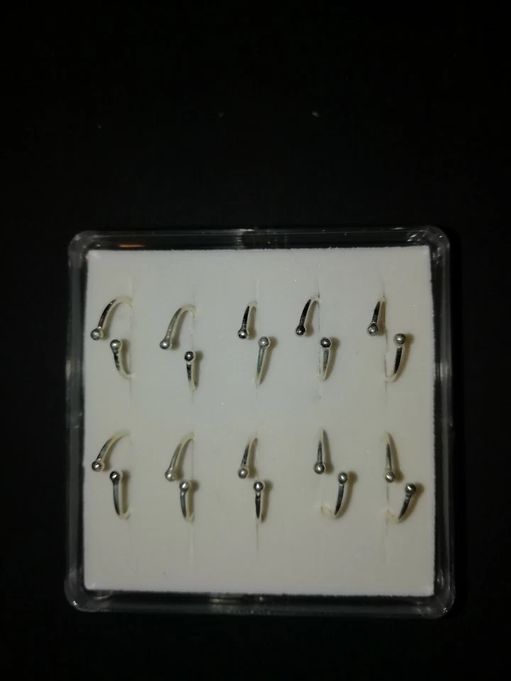Confezione Da 10 Orecchini Per Naso In Argento 800/925 A Forma Di Anellina - Immagine 1 di 1